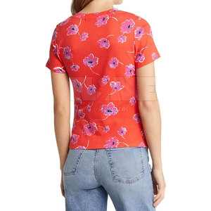 เสื้อยืดผู้หญิงคุณภาพพรีเมียมจากผู้ผลิตปากีสถาน แบบซับลิเมชั่น ปรับแต่งได้ตามสั่ง ดีไซน์ OEM ผ้าแคนวาส 100% คอตตอน แห้งเร็ว - Product Image 5