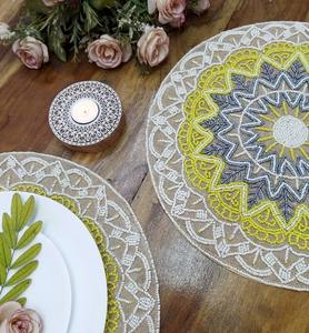 Handmade Christmas Satin Tablemat Beaded <b>Placemat</b> <b>for</b> Dining <b>Table</b> Decoration <b>for</b> Home or Hotel Use <b>for</b> Weddings - Product Image 1