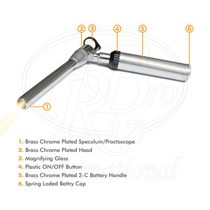 Espéculos vaginales caninos con luz, juego de 5 piezas, latón cromado, 4 espéculos, mango para batería 2C en caja de plástico - Product Image 5