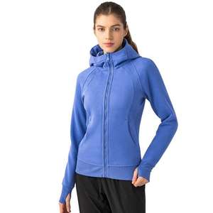 Vente en gros Vêtements de sport légers pour femmes Veste athlétique à capuche avec poches et fermeture éclair pour le yoga, la course à pied, la salle de sport - Product Image 2