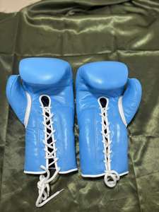 Guantes de boxeo con cordones ganadores de Sky-Blue para competiciones de gimnasio y puñetazos Guantes de boxeo de cuero genuino para adultos 2017 - Product Image 4