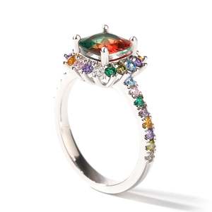 Jeulia Blazing Sapphire Cushion Cut Sterling Silver Wedding <b>Ring</b> - Product Image 4