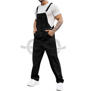 Salopette à bretelles en jean pour hommes Pantalon décontracté à coupe cintrée Bretelles réglables Combinaison de travail Vêtements d'extérieur - Product Image 1