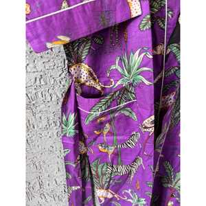 Robe Kimono Ethnique en Coton Faite à la Main, Légère, Imprimé Indien, Peignoir Demi-Long Tissé Doux à Motifs Géométriques pour l'Été Décontracté - Product Image 3