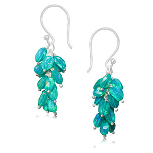 Pendientes colgantes finos de Plata de Ley 925 hechos a mano de ópalo verde Natural con cuentas de racimo de piedra natal regalo de joyería de boda para - Product Image 1