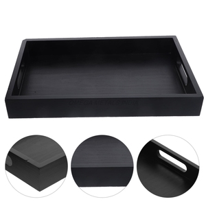 Customized Wooden <b>Tray</b> Set in Elegant <b>Black</b> Color with Round Shape and Modern Design Ideal for <b>Serving</b> and Home Decor - Product Image 6
