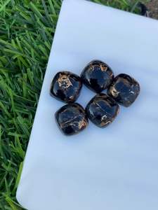 Superbe Turquoise Cuivre Noir Naturel 10x10mm, Cabochon à Coupe Coussin Hautement Poli, Fond Plat, Pierre Précieuse en Vrac pour la Fabrication, Vente en Gros - Product Image 4