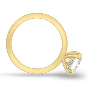 Anillo de Compromiso con Diamante Solitario Oculto en un Halo, Corte Esmeralda, Oro Amarillo con Diseño Único - Product Image 5