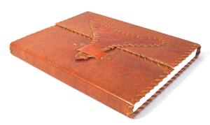 Diario de cuero con cubierta de papel de algodón reciclado marrón de estilo étnico hecho a mano con cuadernos de puntadas a mano - Product Image 2