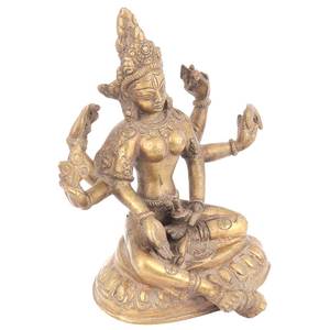 Statue indienne faite à la main en laiton doré assis Tara bouddha Sculptures Figurine Home Decor articles cadeaux 6.2 pouces SBA-78 - Product Image 2