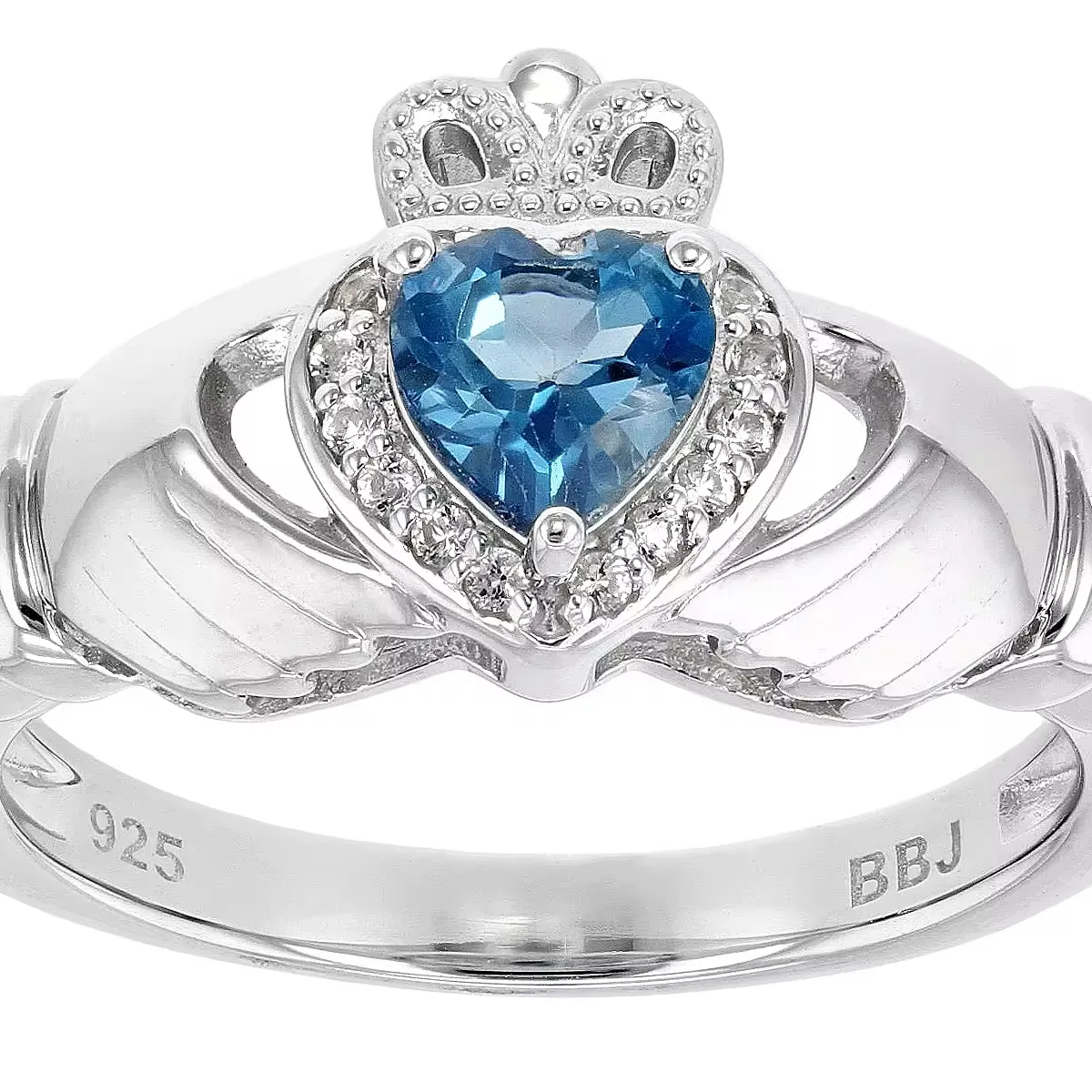 Londoner blauer Herz-Topaz-Ring: Rhodium Über Sterling-Silber | exquisiter Schmuck | tiefblaue Eleganz mit herzförmigem Funkeln