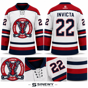 เสื้อฮอกกี้น้ำแข็ง SINEWY Invicta Junior สีขาว แดง กรมท่า แขนยาว ระบายเหงื่อได้ดี ทรงปกติ สำหรับเด็กผู้ชาย - Product Image 6