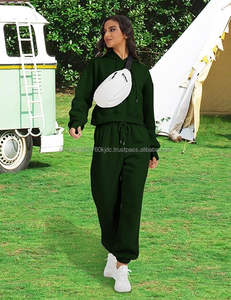 Sweatsuits for Women 2 Piece Set Crop <b>Fleece</b> Lining Hoodies Jogger Sweatpants Sweat Suits - Product Image 3