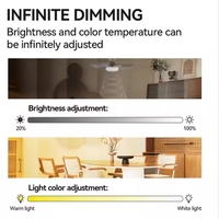 Ventilateur de plafond LED moderne et portable de 20 pouces à 5 pales avec télécommande, intensité variable, 3 vitesses, douille E26/E27/B22, corps en aluminium, branchement direct