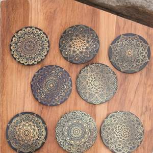 Juego de Posavasos de Metal Grabado con Patrón de Mandala, Diseño Circular Boho para Comedor y Té, Venta al por Mayor - Product Image 2