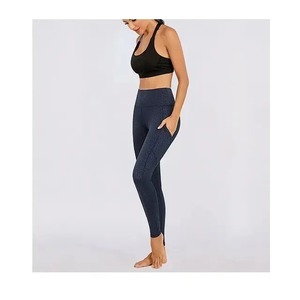 Pantalon de gymnastique taille moyenne de haute qualité pour femmes couleur unie entraînement actif Yoga Fitness Leggings collants taille haute - Product Image 4