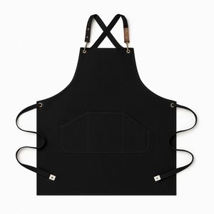 Delantal de Cocina de Lona y Cuero con Logotipo Personalizado, Cierre de Broche y Mangas Cortas, Estilo Sencillo con Bolsillos para Cocina Comercial - Product Image 6