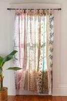 Cortina de Seda con Bolsillos para Varillas, Estilo Vintage, con Parches de Sari, Calidad de Exportación Superior |   Alfombra Hecha a Mano de Estilo Bohemio, Ecológica, para Todas las Estaciones