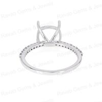 Handgefertigter 925er Sterlingsilber 18K vergoldeter 10mm Cushion Semi Mount Prong CZ Harz Asche Eternity Band Ring mit Tasche