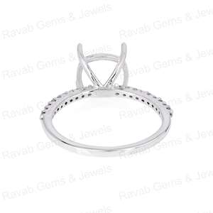 Handmade 925 Sterling Silver 18K Gold Plated 10mm Cushion Semi Mount Prong Blank CZ Gemstone <b>Resin</b> Ashes Eternity Band <b>Ring</b> - Product Image 2