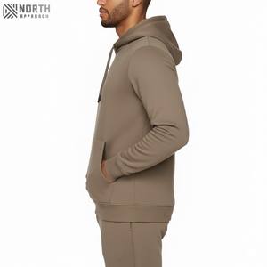 Best Selling Men's Solid 100% Cotton Outdoor Sportswear Breathable <b>Fleece</b> Drawstring Sweatshirts <b>Pants</b> Hood Winter Training - Product Image 4