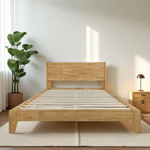 Wholesale B2B Rubberwood Queen <b>Bed</b> Minimalist Design Eco-Friendly <b>Wooden</b> <b>Bed</b> Frame KD Furniture Flat Pack Bedroom Furniture - Product Image 1