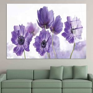 Impression sur toile de fleurs violettes élégantes : Art mural moderne, art sur verre trempé - Product Image 1