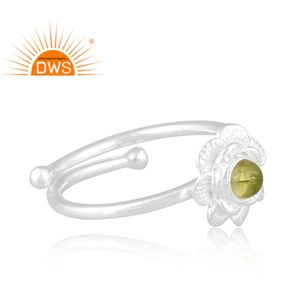Handmade Design Fine Sterling Silver Natural Peridot Gemstone <b>Adjustable</b> <b>Ring</b> Jewelry Manufacturer - Product Image 3