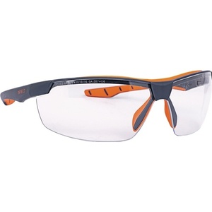Flexor Plus EN 166 Safety <b>Glasses</b> Dark Grey-Orange Frame Clear <b>Polycarbonate</b> Lenses by Infield Safety - Product Image 1