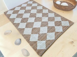 Geometric Pattern Jute <b>Rug</b> Rectangle Flat Weave Coastal Style Non-Slip Bathroom Area <b>Rug</b> - Product Image 1