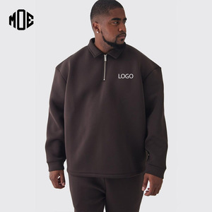 Vente en gros de sweat-shirt à col surdimensionné avec demi fermeture éclair du fabricant pull Scooba à épaules tombantes 100% sweats à capuche en coton - Product Image 1