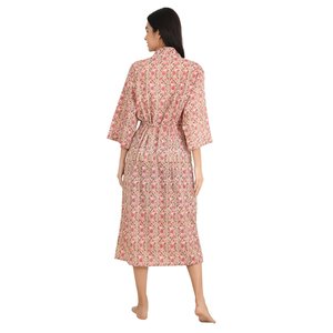 Kimono Boho Chic de Algodón con Estampado Floral Hecho a Mano, Ligero y Lujoso para Vacaciones de Verano en la Playa, Ropa de Dormir para Mujer - Product Image 6