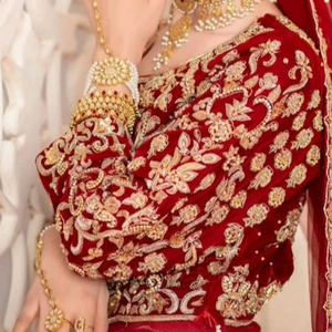 BEAUTIFUL HEAVY BRIDAL <b>BLOUSE</b>, LEHENGA & DUPATTA DRESS WITH Embellished in Crystal Glass Beads,STONE,DABKA Work for Wedding=2024 - Product Image 1