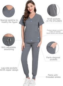 Professional Unisex Cotton Scrub <b>Sets</b> Medical Hospital Nursing Uniforms <b>Doctors</b> Nurses Wholesale Custom Workwear - Product Image 3