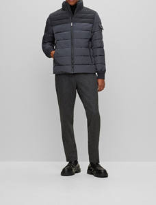 Col roulé pleine fermeture éclair coupe-vent imprimé deux couleurs Style épaule poche à manches longues coupe ample taille bouffante veste pour hommes - Product Image 5