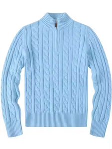 เสื้อโปโลผู้ชายลำลองสำหรับฤดูหนาว ปักลาย ซิปครึ่งตัว แขนยาว - Product Image 3