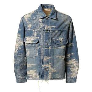 Veste en jean denim pour hommes OEM Vêtements d'extérieur décontractés Veste d'automne Manteau boutonné en denim Veste en jean oversize pour hommes - Product Image 1