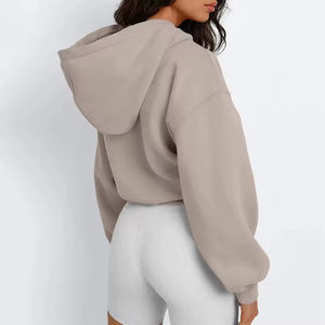 Sweat à capuche vintage en molleton personnalisé, style streetwear, uni, pour l'hiver, délavé à l'acide, effet usé, épaules tombantes, pour femmes, logo sur le devant - Product Image 5