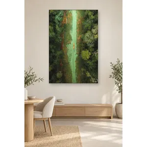 Impression sur toile Fida Green River and Canoe in the Rainforest - Product Image 3