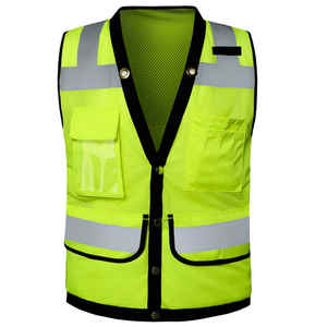 Gilet de sécurité haute visibilité jaune fluorescent en polyester imperméable avec LED clignotante, classe 2, réfléchissant, pour la course à pied et les travailleurs - Product Image 1