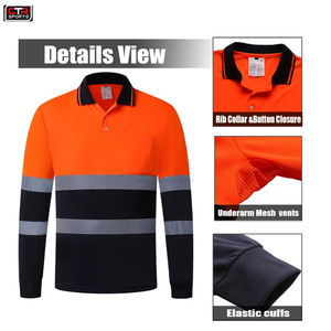 Reflect Hi Viz Polos de poliéster de manga larga Camisas de ropa de trabajo con rayas LED Flash Ropa de trabajo resistente Polos - Product Image 5