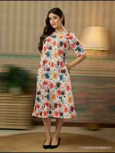 Elegante vestido de fiesta de noche de verano para mujer, vestido largo plisado con estampado floral y mangas cortas, vestido largo informal oscilante - Product Image 2