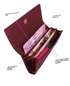 Venta al por mayor de carteras de las mujeres Pu monedero señoras titular de la tarjeta efectivo sobre bolsillo bolsos Cartera de alta calidad mejor diseño estándar - Product Image 5