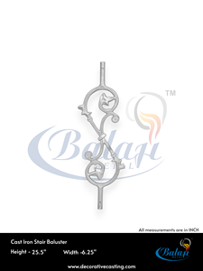 Balaji <b>Metals</b> BM-95 Durable Grey Cast Iron Modern Frameless UV Protected Rust Resistant Elegant Polished <b>Metal</b> Baluster - Product Image 3