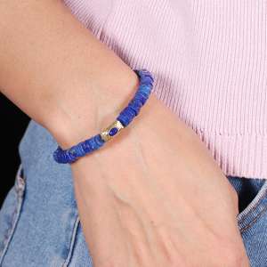 Direct Factory Supply India Unisex <b>Silver</b> & Gold Plated Beaded Lapis <b>Charm</b> <b>Bracelets</b> <b>for</b> Women's Engagement or Gift-Wrapping - Product Image 3