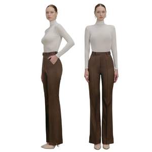 Meilleure vente Anas Pantalon évasé élégant pour femme avec taille élastique Tendance coupe ajustée de haute qualité pour le printemps Design respirant - Product Image 1