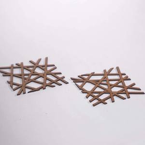 Salvamanteles de madera modernos de mediados de siglo, posavasos de madera cortados con láser resistentes al calor para platos calientes y bebidas, mesa decorativa - Product Image 4
