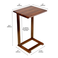 Table basse portable moderne en bois massif en forme de C, écologique, avec couleur personnalisable pour salon et chambre à coucher