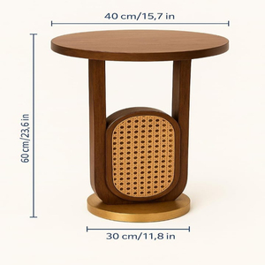 Table de lampe d'appoint en bois massif de style moderne avec étagère inférieure durable et intelligente pour chambre à coucher ou hôtel marron - Product Image 3