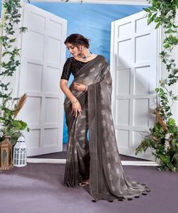 शादी के लिए फूलों के ज्यामितीय चेक के साथ सबसे अच्छी कीमत वाली बॉलीवुड रेशम की साड़ी
